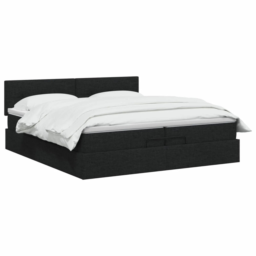 Letto ottomano con materasso Nero 200 x 200 cm Tessuto 3456353