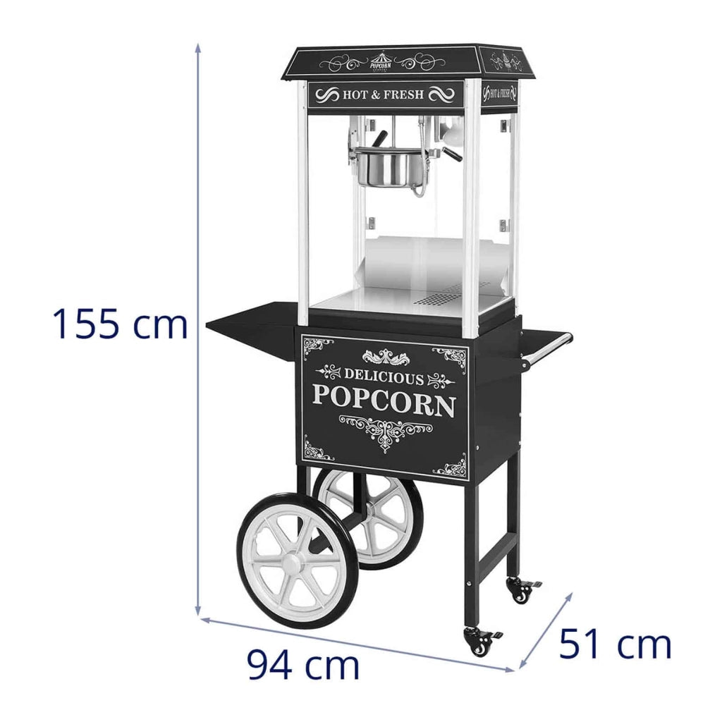 Set macchina per popcorn con carrello nero in stile retrò 14_0004908