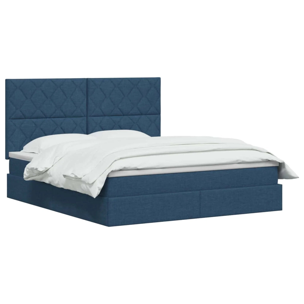 Letto con contenitore e materasso Blu 180 x 200 cm Tessuto 3459587