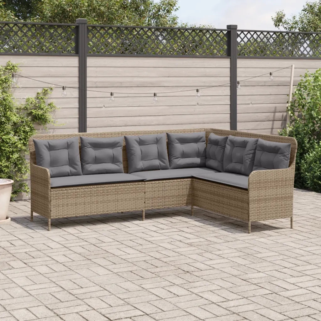 Divano da Giardino con Cuscini a L-Sofa da Giardino-Divano da esterno Beige in Polyrattan 925462