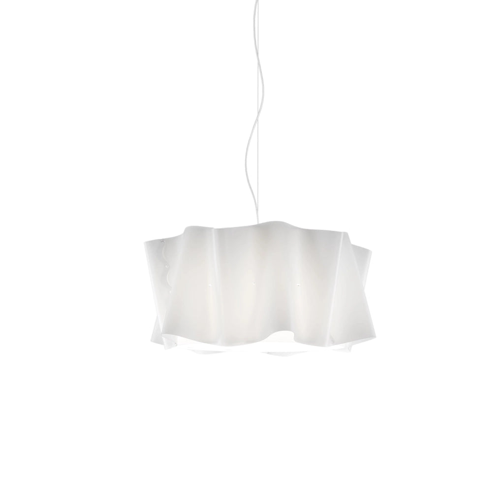 Sospensione Moderna Folio Polilux ® Bianco E Metallo Cromo 1 Luce E27 D50Cm