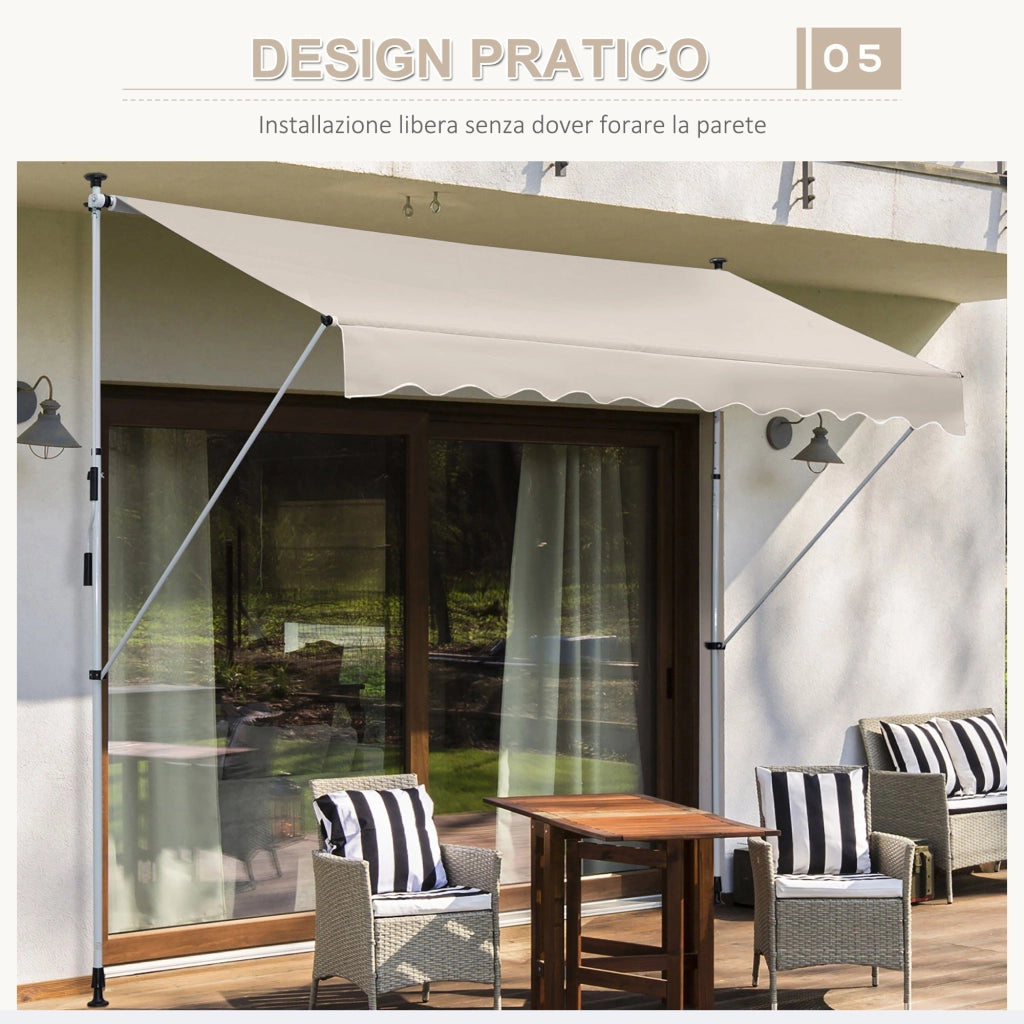 Tenda da Sole Avvolgibile 4x1,2m Autoportante Bianca