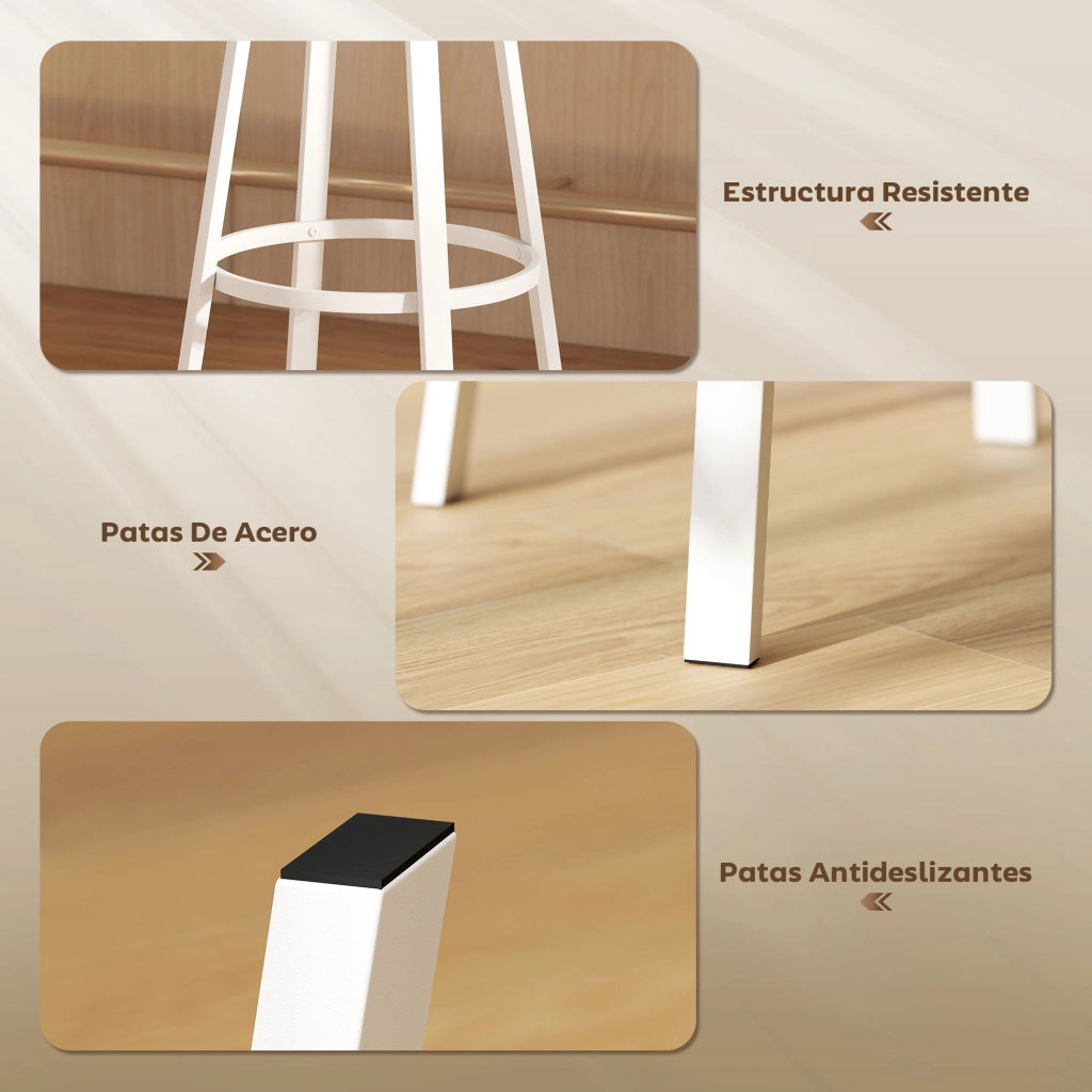 Sgabello da Cucina con Schienale ¨C zephmum ¨C Naturale e Bianco 75,5 cm
