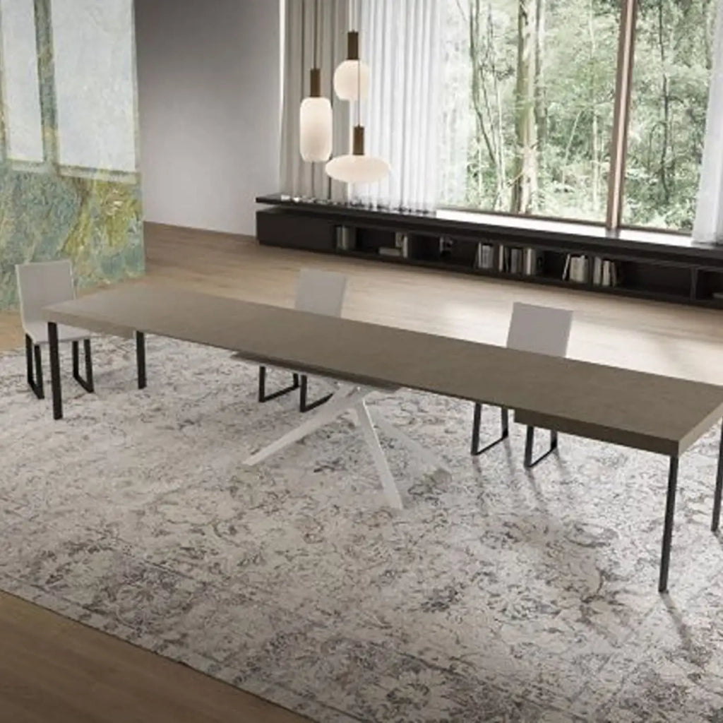 Tavolo allungabile 160/420x90 cm Niket tortora gambe bianche