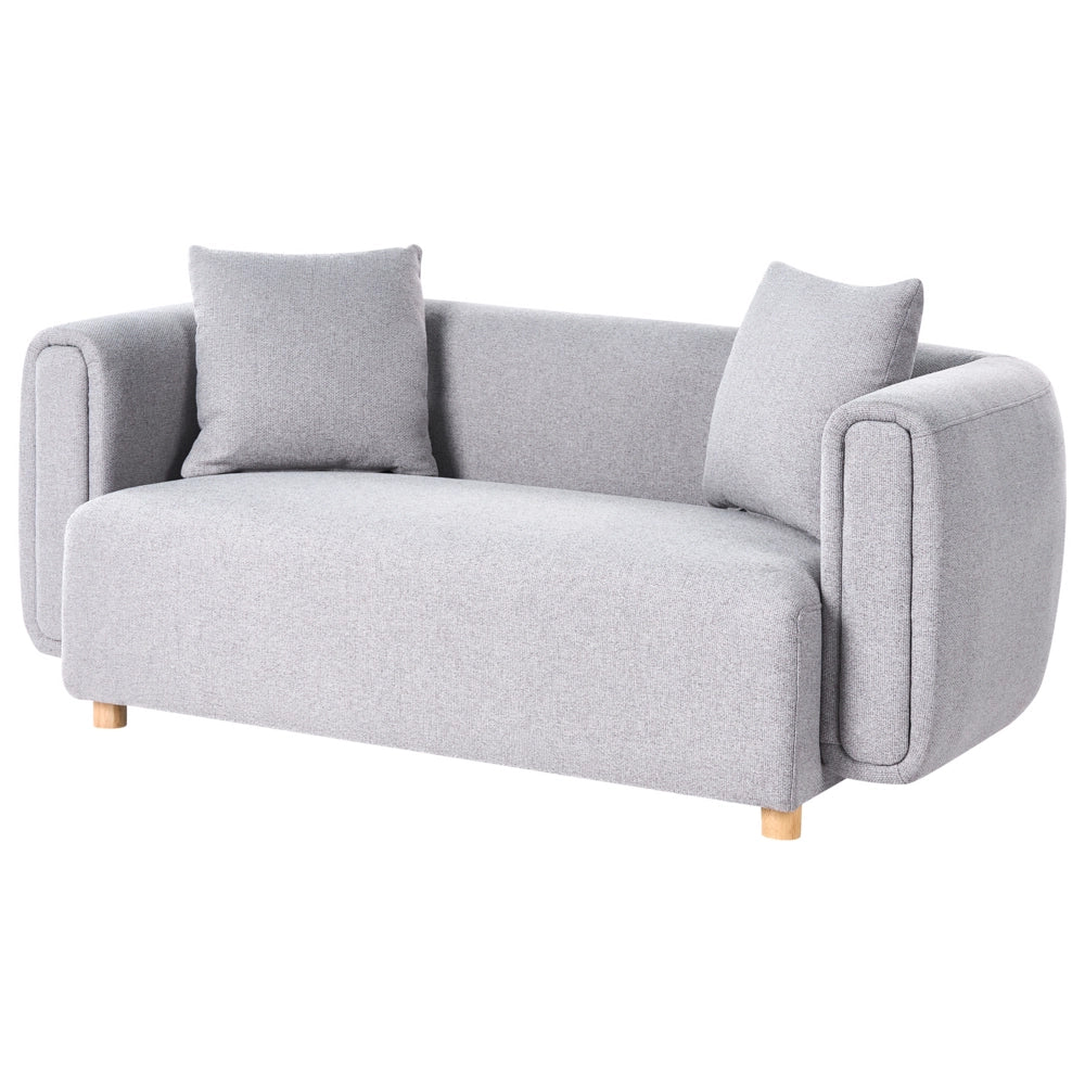 Divano a 2 posti in tessuto Grigio Gambe in legno di gomma Tessuto intrecciato Moderno