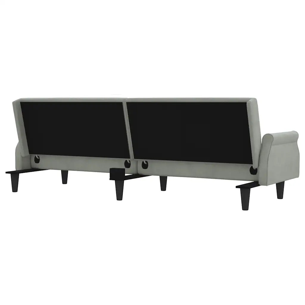Divano Letto con Braccioli Grigio Chiaro in Velluto 351944