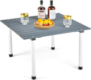 Tavolo da Campeggio Pieghevole per Esterni, Tavolo Picnic in Legno con Borsa Portatile, Tavolo da Campeggio Multifunzione per Spiaggia, Picnic, Pesca, Barbecue, 69 x 69 x 42 cm (Grigio)