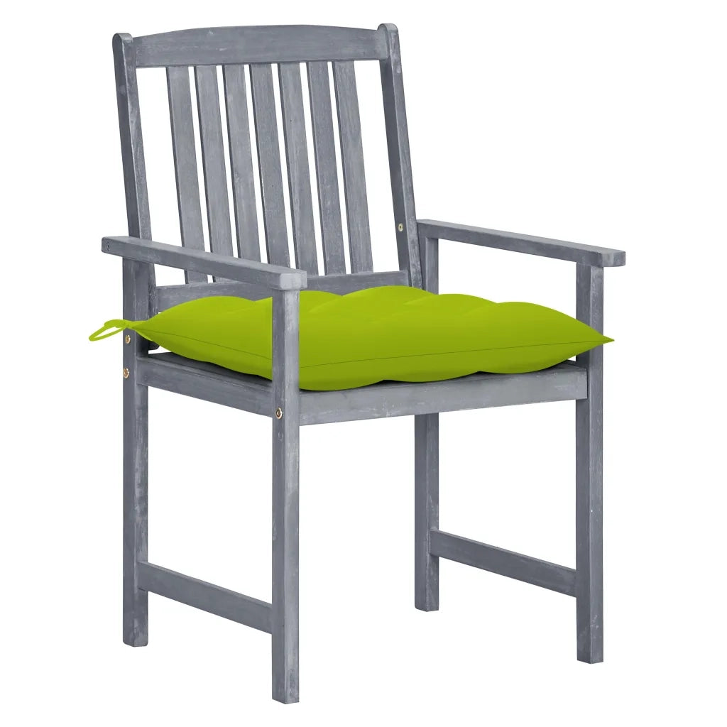 Sedie da Giardino con Cuscini 4 pz | Sedie da Esterno in Massello di Acacia Grigio