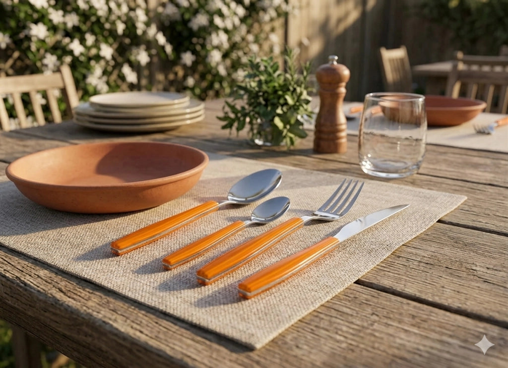 Servizio Set di Posate 24 Pezzi in Acciaio Eme Wave Arancio 21