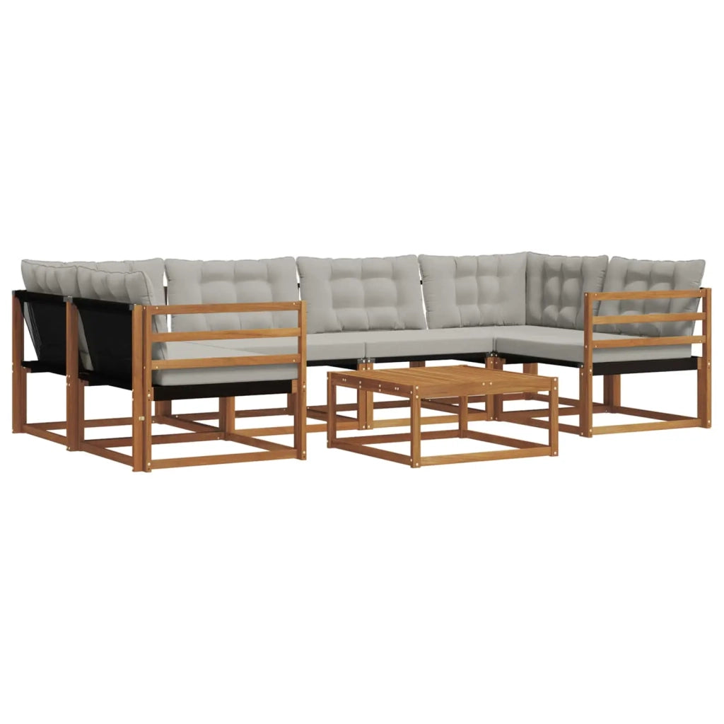 Set di divani da esterno 7 pcs Grigio Naturale e Chiaro 3369230