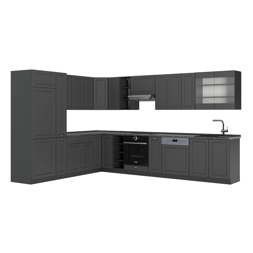 Cucina angolare completa Fame-Line Oro-antracite rustico/Antracite 347 x 60 cm, PL Antracite Vicco