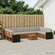 Set di divani da esterno 11 pcs Naturale e Grigio Chiaro