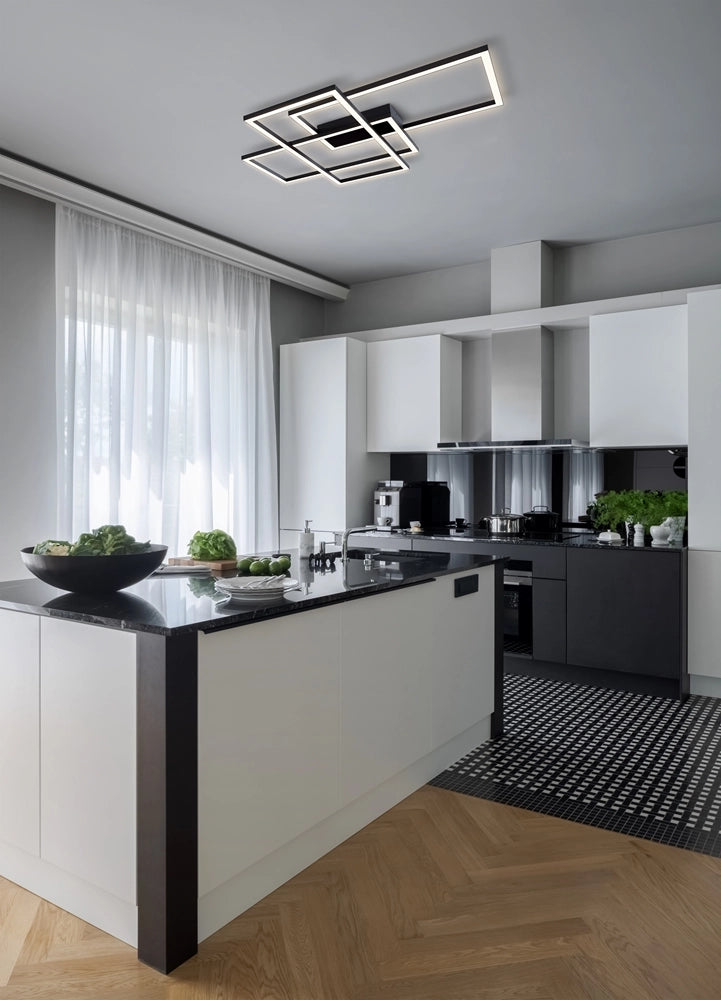 Plafoniera LED Maytoni Line rettangoli nero 80W 3000K