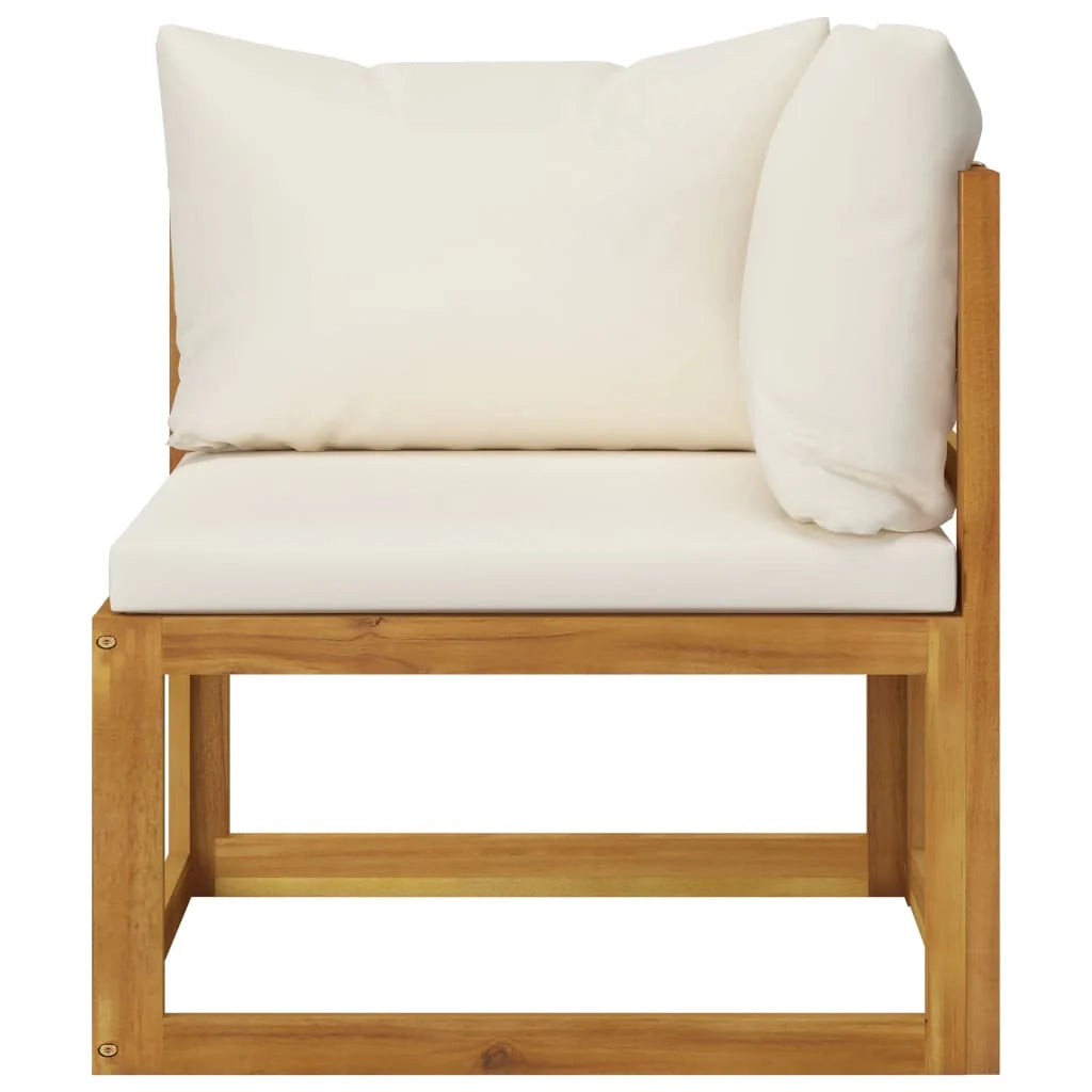 Mobili da giardino mobili da esterno Set di mobili da 8 pezzi con cuscino color crema in legno massello di acacia 02_0017458