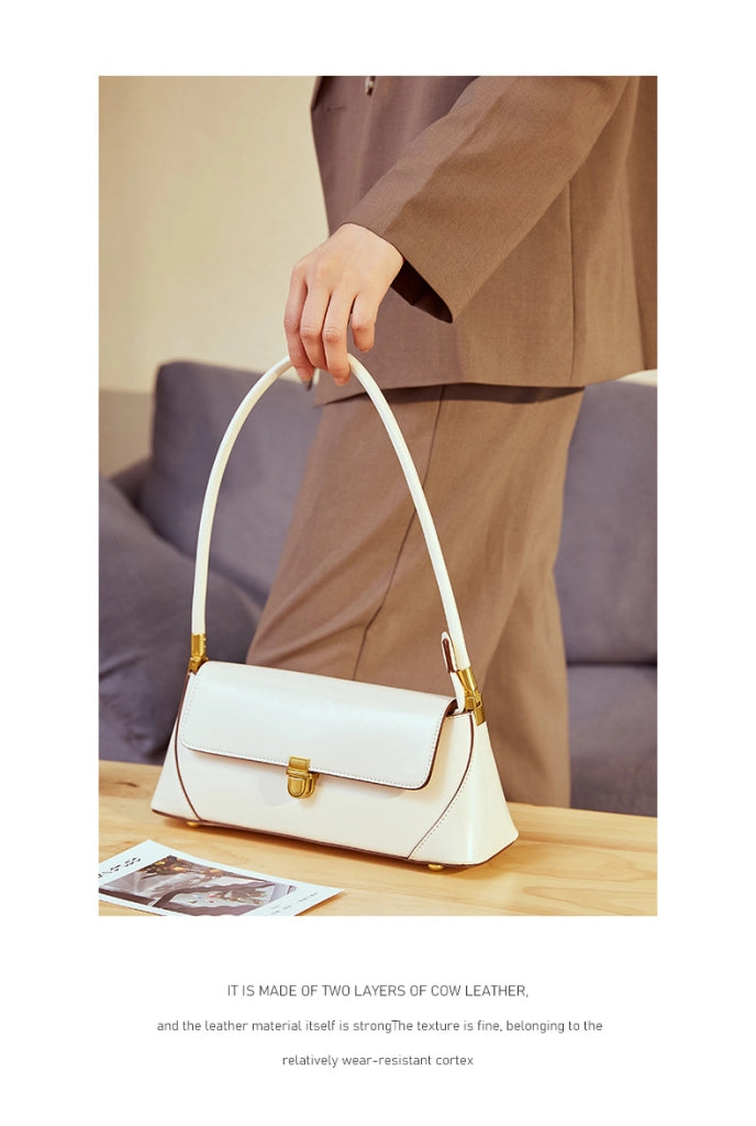 Borsa a mano da donna in vera pelle, colore bianco.