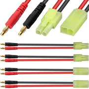 Cavo di connessione banana 30 cm - 4mm - Adattatore cavo banana - Mini Tamiya Maschio/Femmina - 14AWG - 2 pezzi - Adatto per modelli RC - Cavo di adattamento