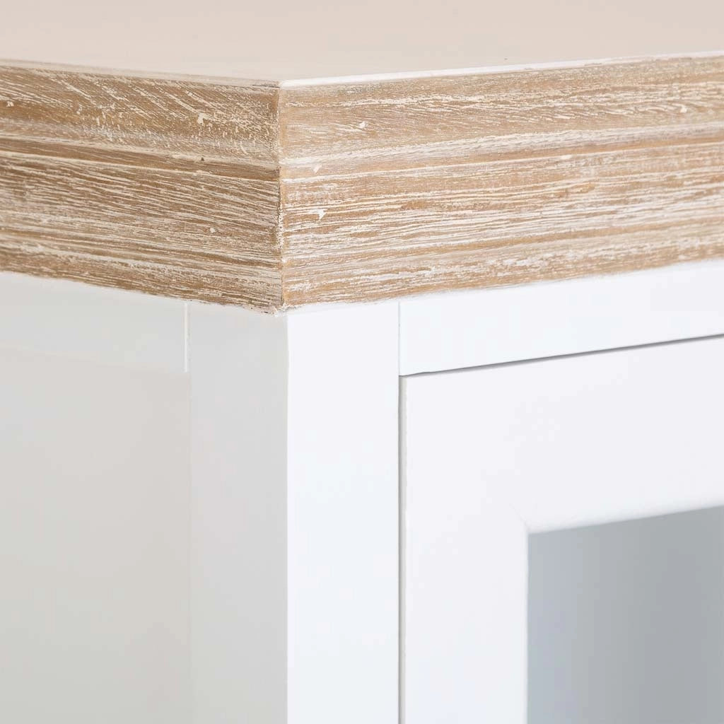 Vetrina in legno bianco con 2 ante e 2 cassetti 94x41x180,5h cm