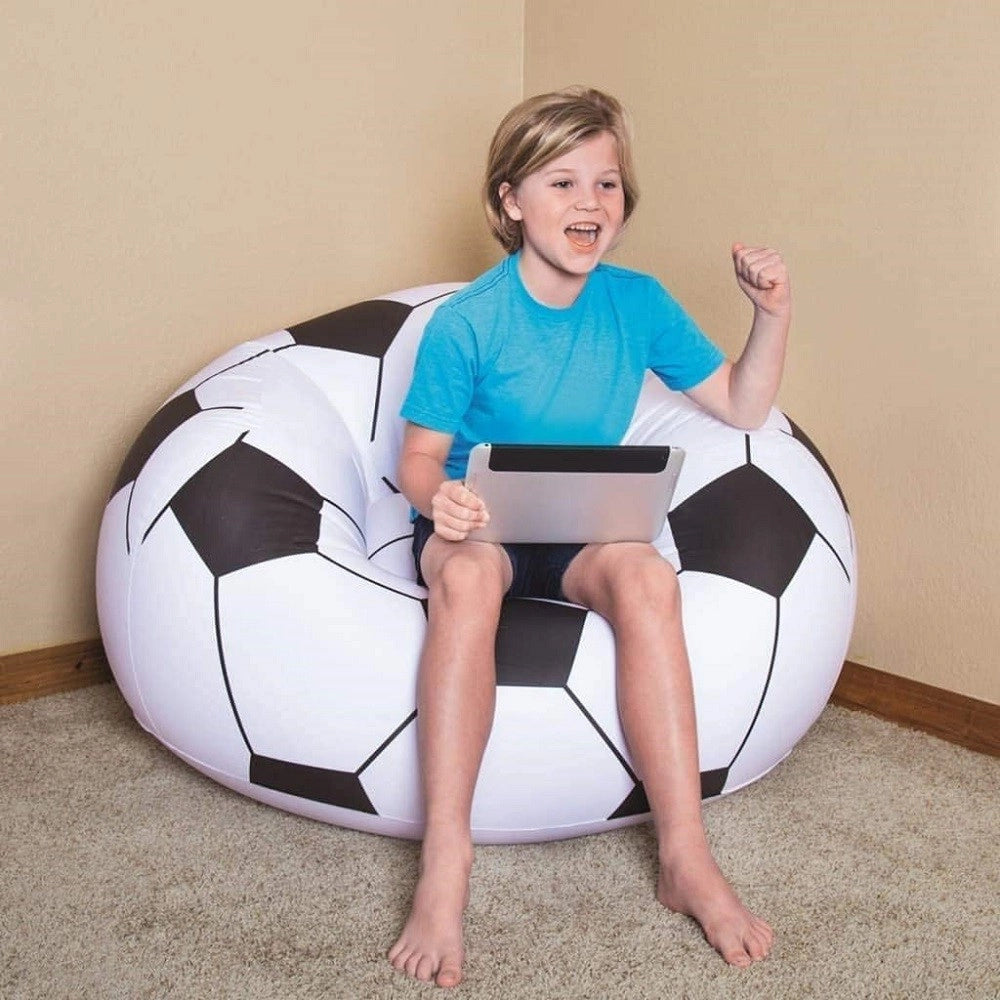 Trade Shop - Poltrona Gonfiabile Pallone Da Calcio Poltroncina Soccer 114x112x66cm Sedia 75010 -