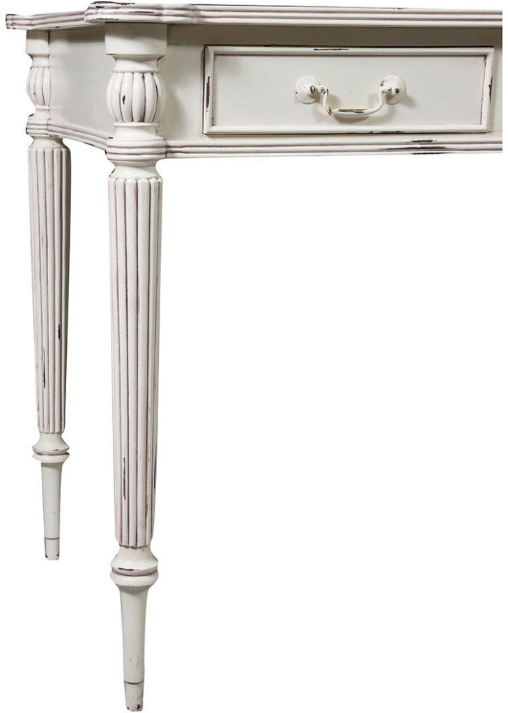 Biscottini Scrivania scrittoio in legno massello di mogano finitura bianca anticata 126x65x75 cm