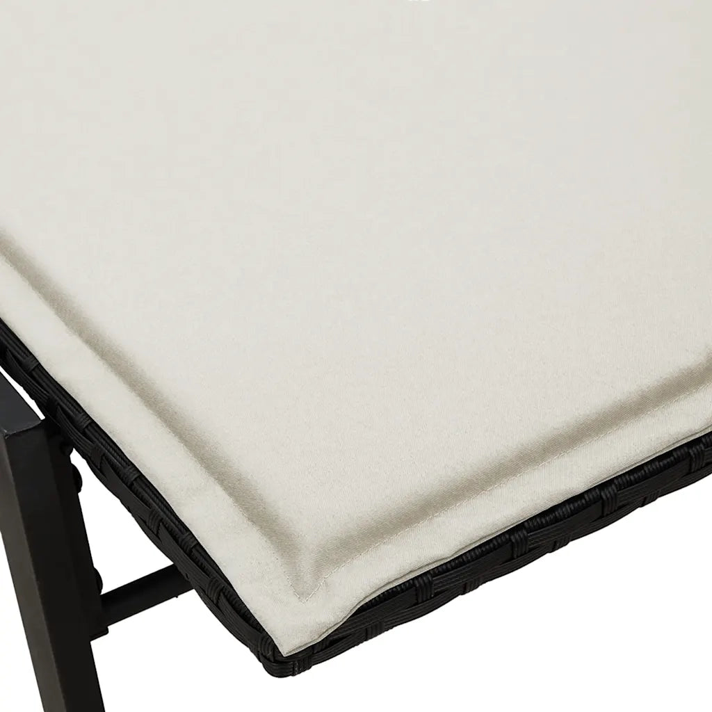 Lettino Prendisole con Cuscino Nero in Polyrattan 4104079