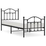 Letto singolo | Letto per adulti | Giroletto con Testiera e Pediera Metallo Nero 90x200 cm