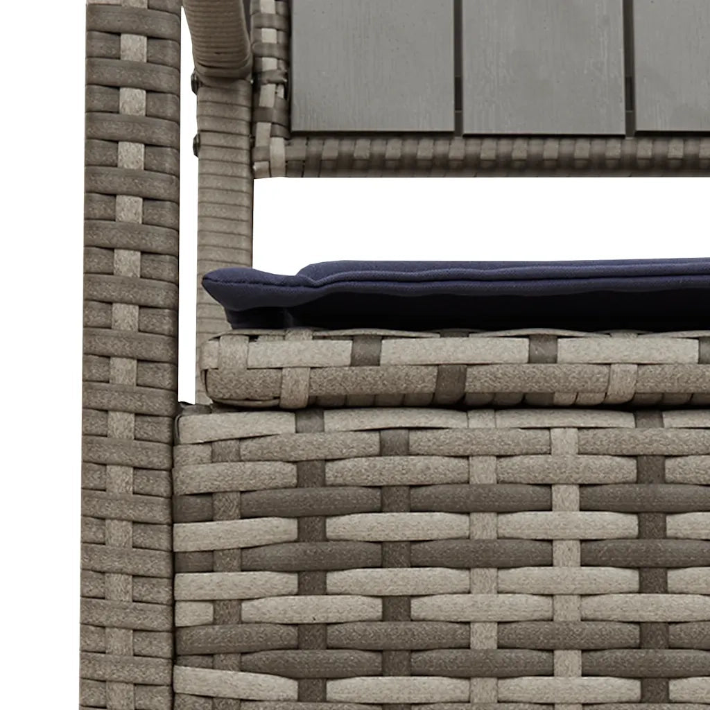 Panca Portaoggetti da Giardino con Cuscino-Sgabello-Panca con Contenitore Grigio in Polyrattan 559631