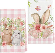 Set di 2 tovaglie da tavola per Pasqua 43 x 66 cm di cotone con motivo di pasqua - assorbenti e decorativi per Pasqua in casa - Beige (A)