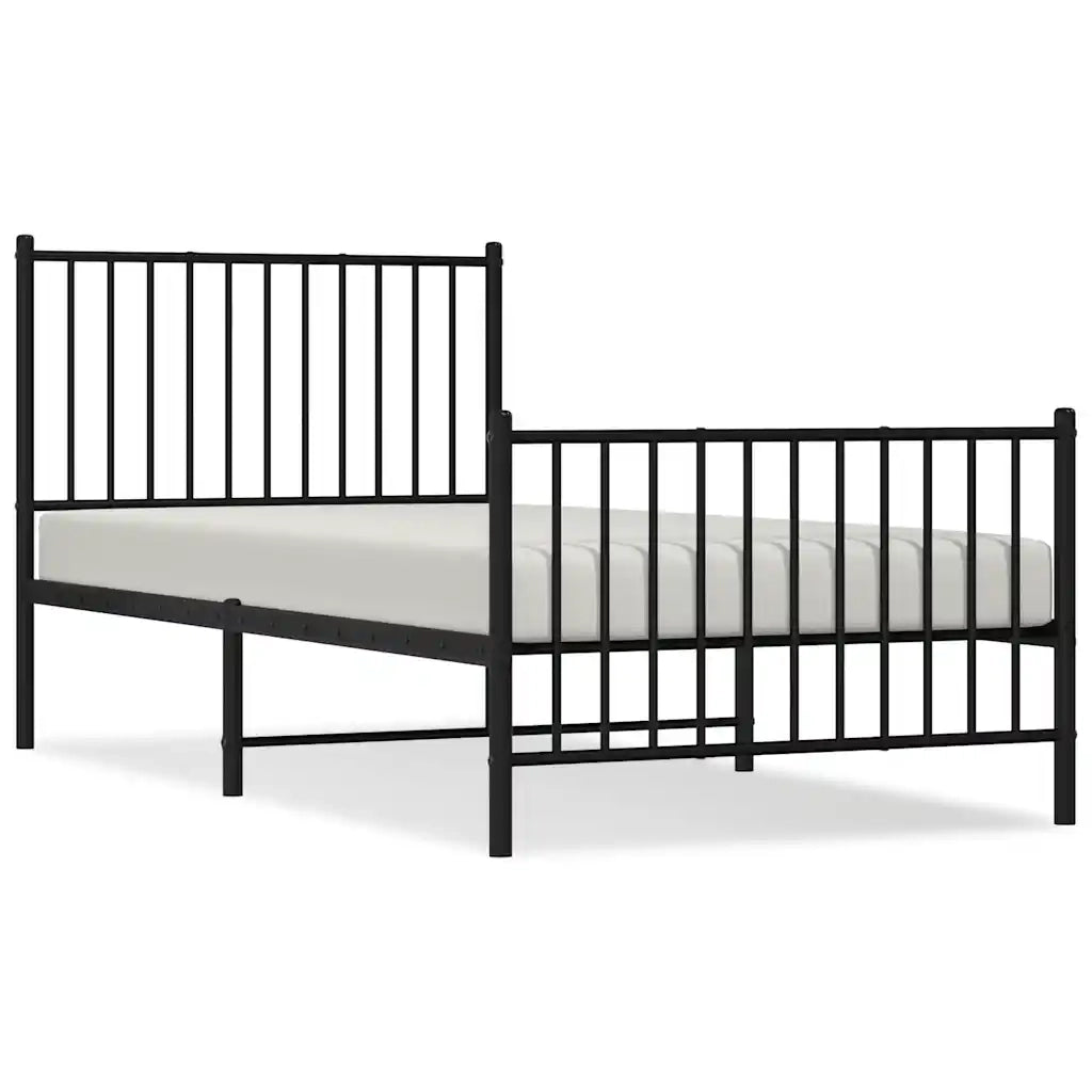 Giroletto con Testiera e Pediera-Struttura Letto Metallo Nero 90x190 cm 209438