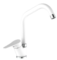 Miscelatore per cucina in ottone bianco, canna a ponte