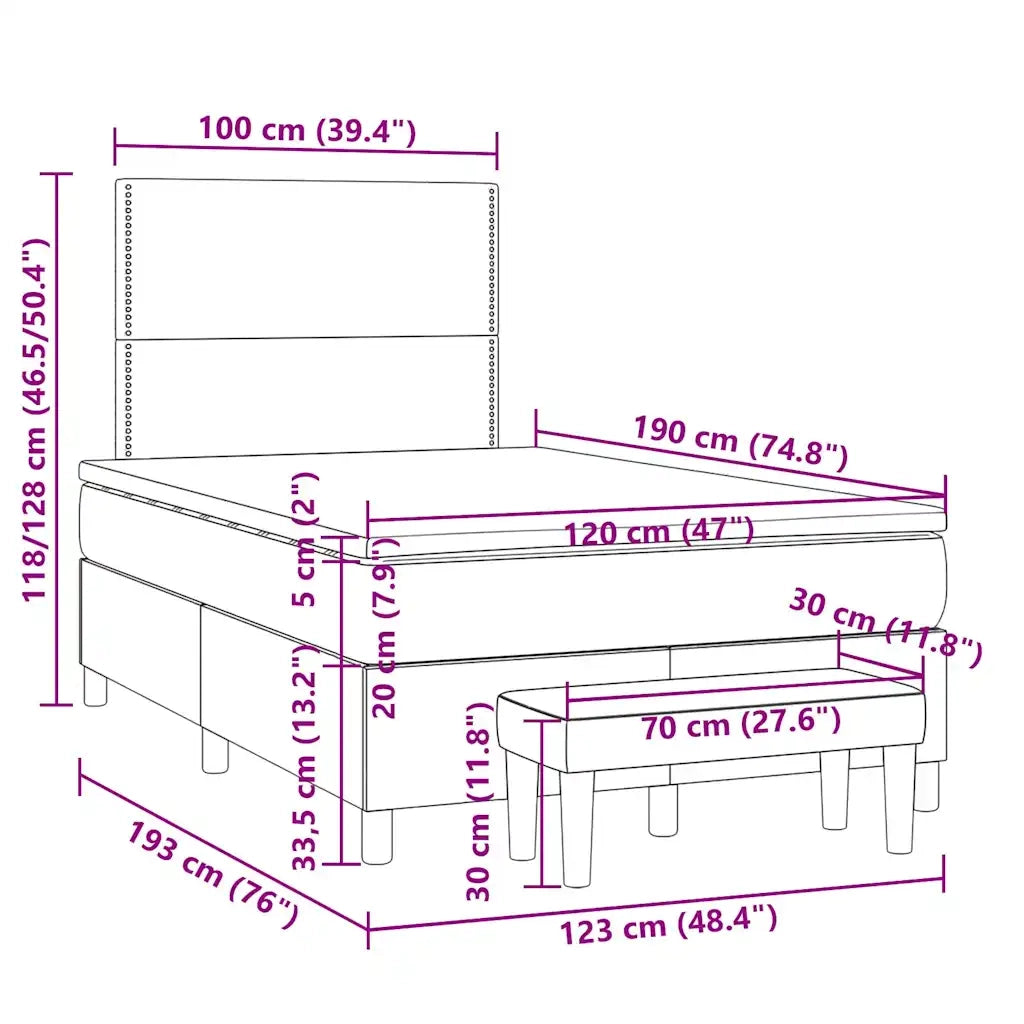 Giroletto a Molle con Materasso Tortora 120x190 cm in Tessuto 3270352
