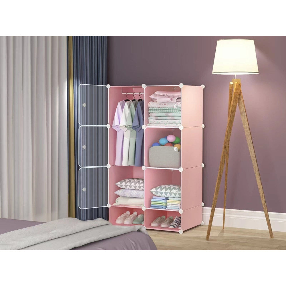 Trade Shop - Armadio Modulare Mobiletto Appendiabiti Portaoggetti A Scomparti Portatile Con Scarpiera -