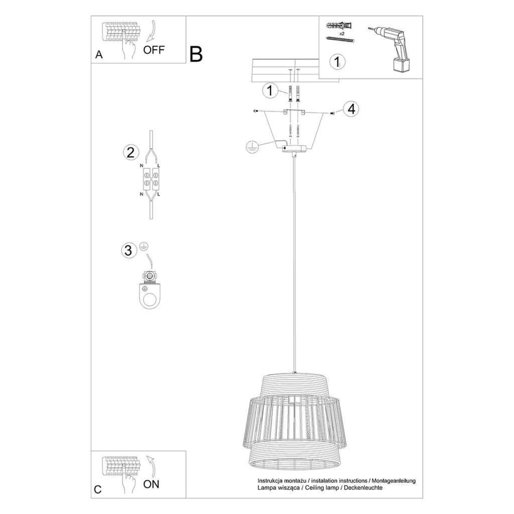 Lampada a sospensione industriale nera E27 Pure Lume