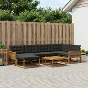 Set di divani da esterno con cuscino 7 pcs Naturale e Nero