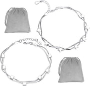 Bracciali a doppia cintura con taschini di stoccaggio - quadrato e stellato - regolabili - accessori da gioiello per donne - 2 pezzi.