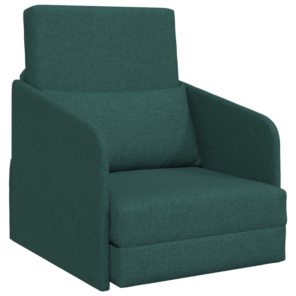 Sofa Letto da Terra 2-in-1 Verde Scuro 65x80x83 cm Tessuto