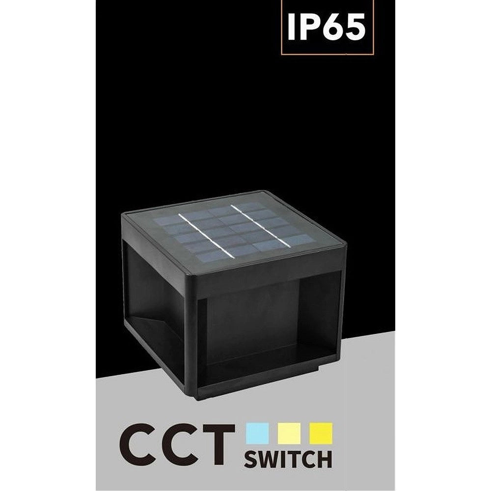 Trade Shop - Faretto Led Pannello Solare Cubo Applique Parete Segnapasso Terra Cct Ip65 Qw-3c -