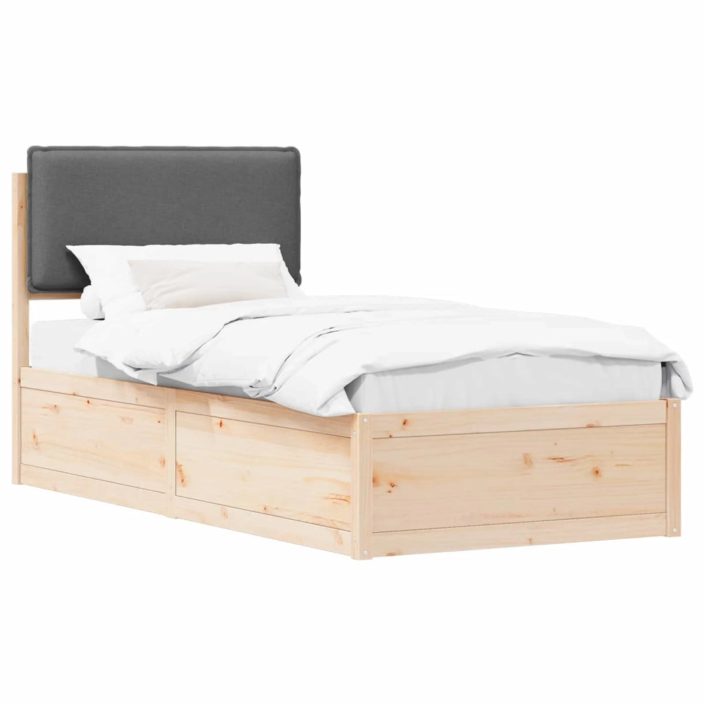 Letto con Testiera Rivestita Grigio scuro 90 x 190 cm