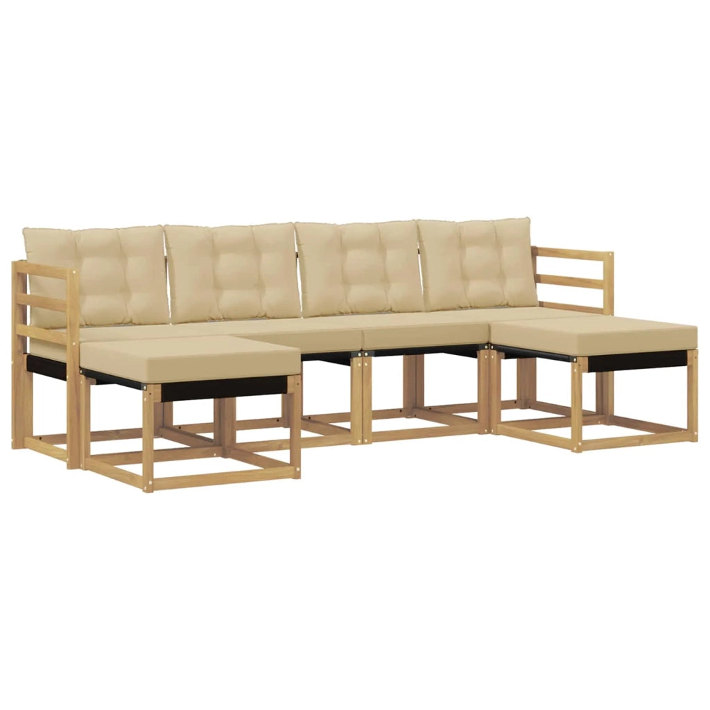 Set di divani da esterno 6 pz Bianco e Beige 3389731