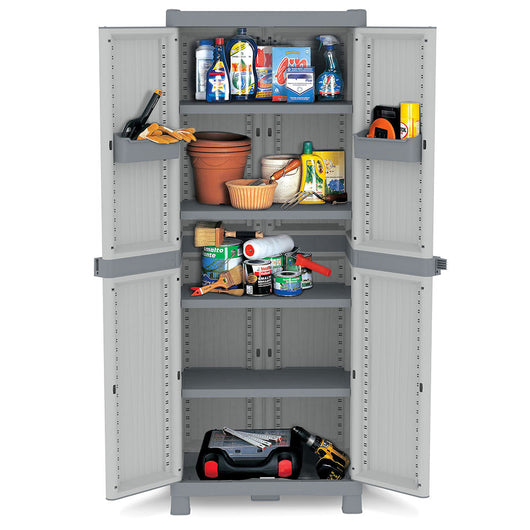 Armadio in Resina Antiurto Terry Wave 2A 70X44X181Cm 2 Ante 5 Ripiani da Esterno