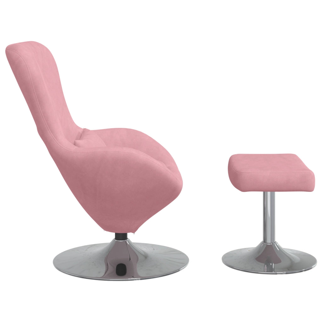 Sedia a uovo  con poggiapiedi in velluto rosa