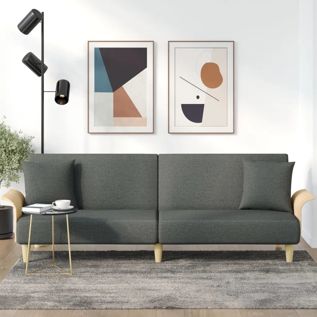 Divano letto | Sof¨¤ letto | Letto singolo con Braccioli Grigio Scuro in Tessuto