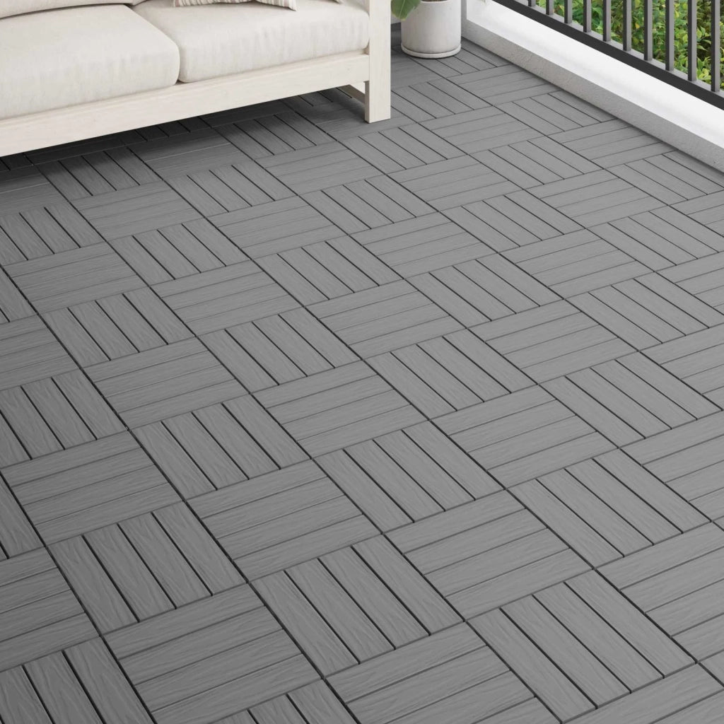 Piastrella per Decking Design 3D 11 pz Grigio 30 x 30 cm WPC CFW3187936