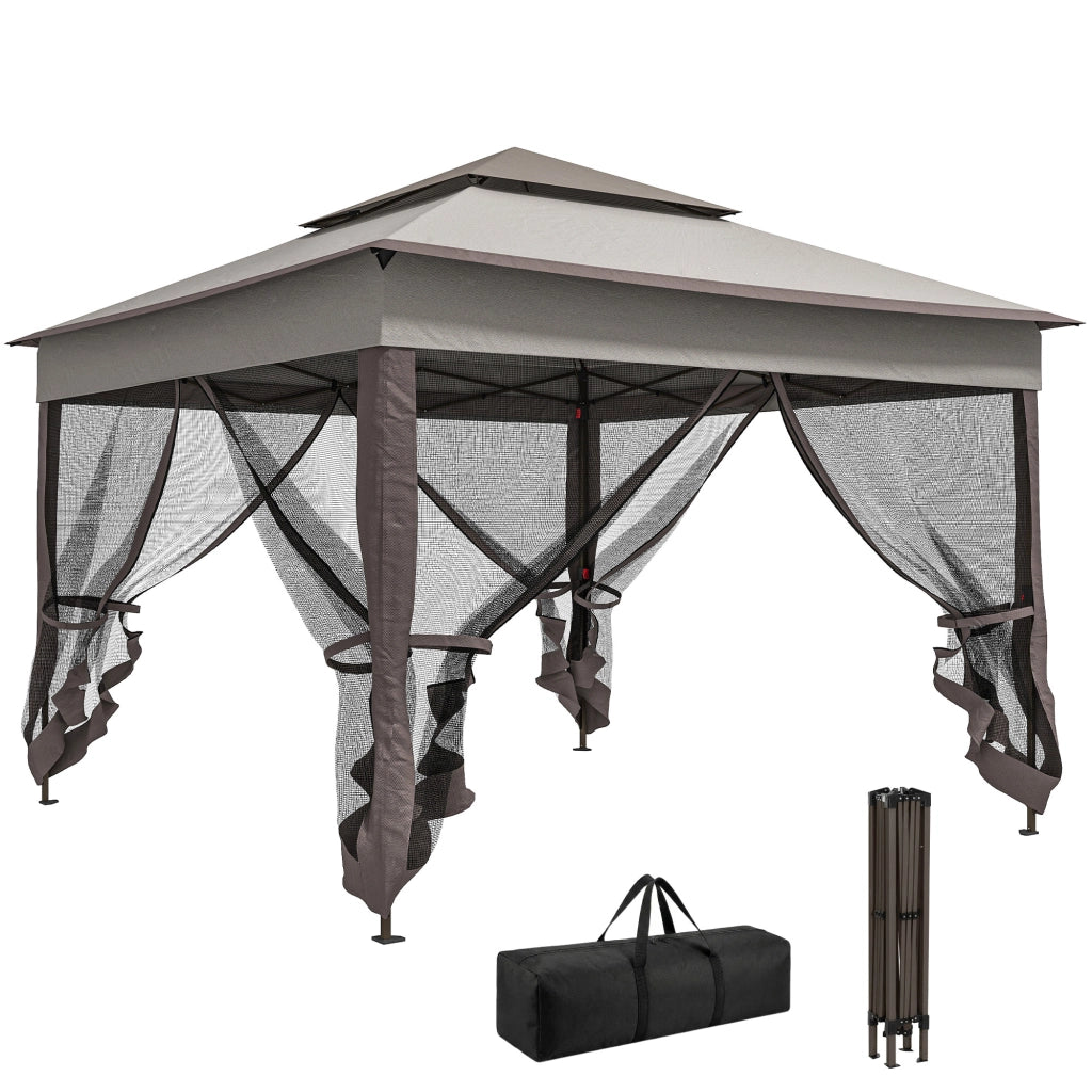 Gazebo pieghevole 3,3x3,3 m ¨C Xylo ¨C con 4 pareti laterali in rete anti-UV e borsa trasporto grigio