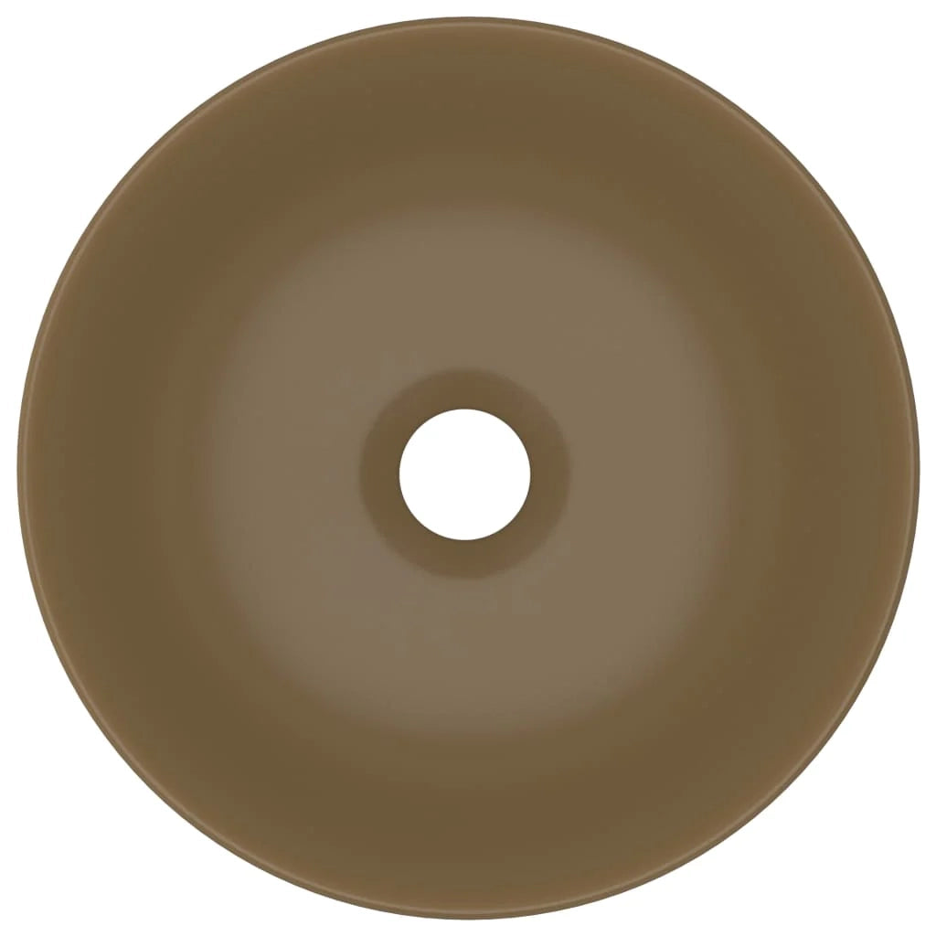 Lavandino rotondo per bagno lavabo da appoggio lavabo per WC lavello da cucina lavabo per sala trucco arredamento per la casa diametro 28 cm ceramica crema opaca 02_0002727
