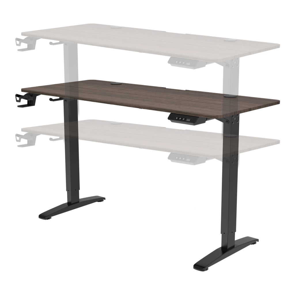 Scrivania 'Salinas' Regolabile in Altezza tra 73 - 118 cm con Sollevamento Elettrico - Effetto Noce/Nero [pro.tec]