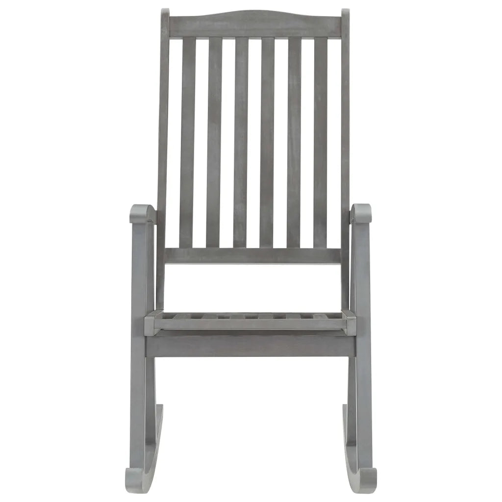 Sedia a Dondolo con Cuscini Grigia in Legno Massello di Acacia cod mxl 51985