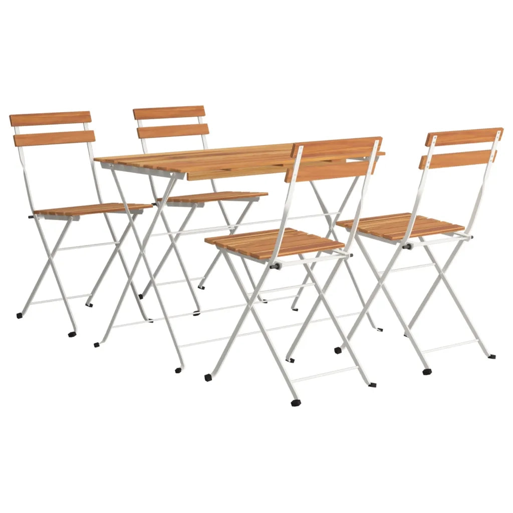 Set Bistrò Pieghevole 5pz in Legno Massello di Acacia e Acciaio 3152100