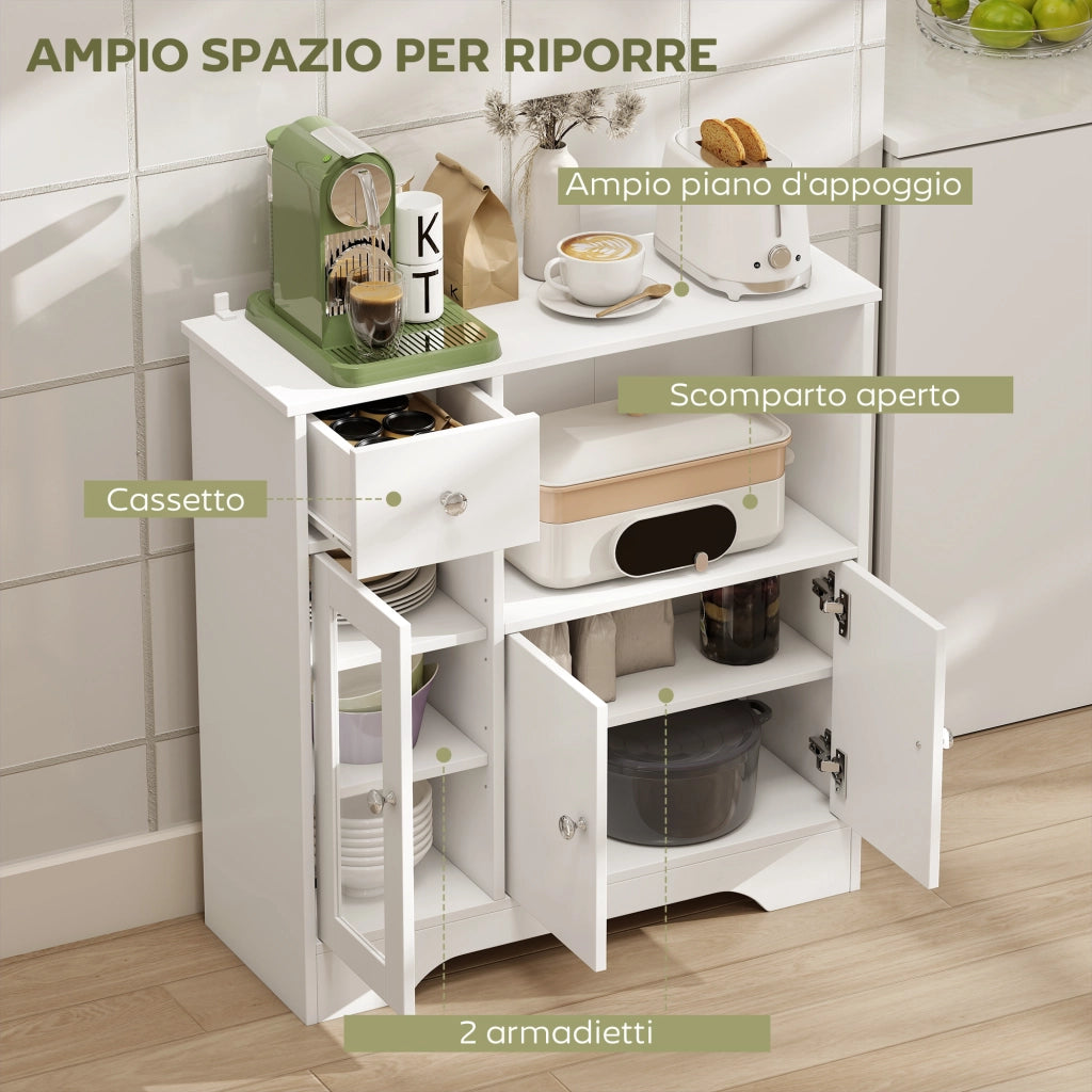 Credenza ¨C zephmum ¨C Bianco Legno 80x30x82 cm