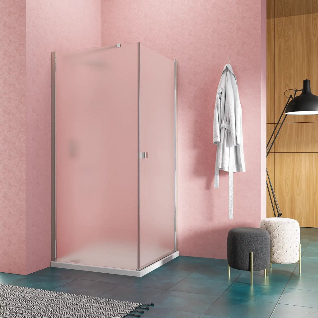 Box doccia angolare 80x70 cm in vetro 6mm opaco con apertura a battente e parete fissa | Holo