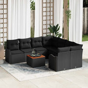 Set Divano da Giardino con archiviazione 9 pcs Nero polyrattan 3356105